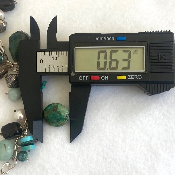 Sterling Silver 925 Beaded Multistone Turquoise Cable Chain Charm Bracelet 7.5" - Picture 14 of 16